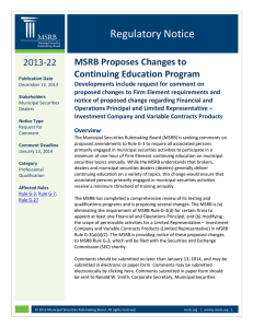 Regulatory Notice MSRB Proposes Changes to Continuing Education Program 2013-22