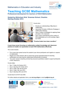 Teaching GCSE Mathematics Mathematics in Education and Industry