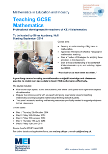 Teaching GCSE Mathematics Mathematics in Education and Industry