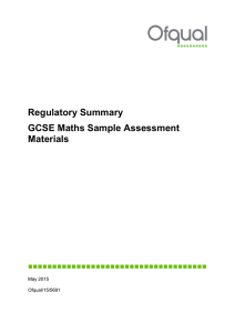 Regulatory Summary GCSE Maths Sample Assessment Materials