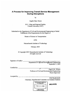 A Process  for Improving Transit Service  Management During  Disruptions by