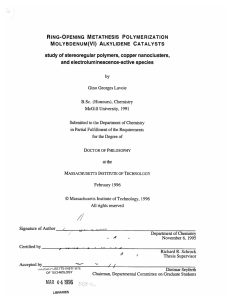 RING-OPENING  METATHESIS  POLYMERIZATION MOLYBDENUM(VI)  ALKYLIDENE  CATALYSTS