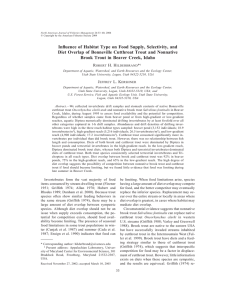 Influence of Habitat Type on Food Supply, Selectivity, and