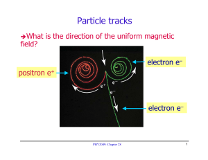 Particle tracks What is the direction of the uniform magnetic field? electron e