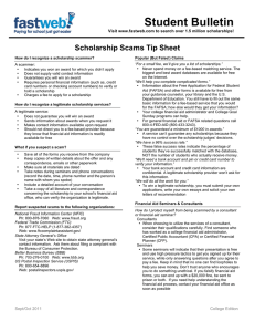 Student Bulletin Scholarship Scams Tip Sheet