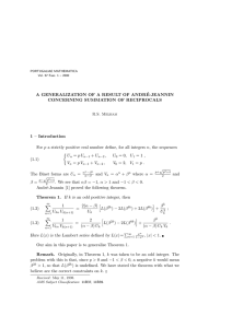 A GENERALIZATION OF A RESULT OF ANDR ´ E-JEANNIN 1 – Introduction