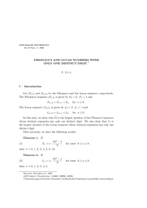 FIBONACCI AND LUCAS NUMBERS WITH ONLY ONE DISTINCT DIGIT 1 – Introduction