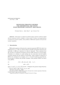 MONOTONE ITERATIVE METHOD FOR DIFFERENTIAL EQUATIONS WITH PIECEWISE CONSTANT ARGUMENTS