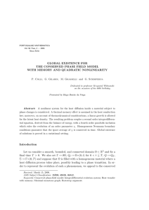 GLOBAL EXISTENCE FOR THE CONSERVED PHASE FIELD MODEL