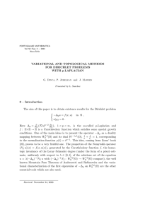 VARIATIONAL AND TOPOLOGICAL METHODS FOR DIRICHLET PROBLEMS WITH p-LAPLACIAN 0 – Introduction