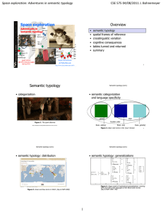 Space exploration Overview Space exploration: Adventures in semantic typology CSE 575 04/08/2011 J. Bohnemeyer