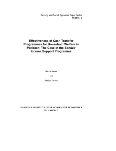 Effectiveness of Cash Transfer Programmes for Household Welfare in Income Support Programme
