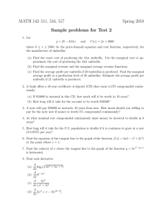 MATH 142–511, 516, 517 Spring 2010 Sample problems for Test 2