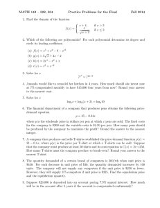 MATH 142 – 502, 504 Practice Problems for the Final Fall 2014