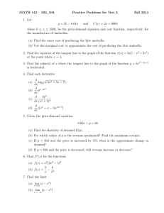 MATH 142 – 502, 504 Practice Problems for Test 2 Fall 2014