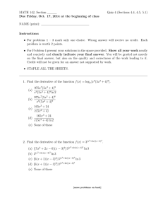 MATH 142, Section Quiz 4 (Sections 4.4, 4.5, 5.1) NAME (print):