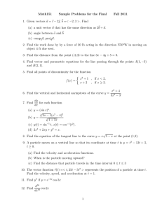 Math151 Sample Problems for the Final Fall 2011