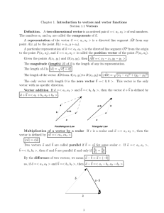 Chapter 1. Introduction to vectors and vector functions Section 1.1 Vectors