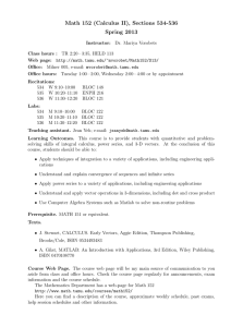 Math 152 (Calculus II), Sections 534-536 Spring 2013