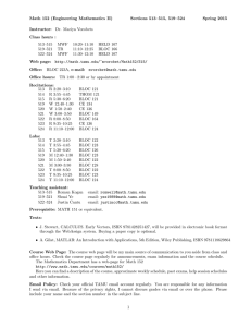 Math 152 (Engineering Mathematics II) Sections 513–515, 519–524 Spring 2015 Instructor:
