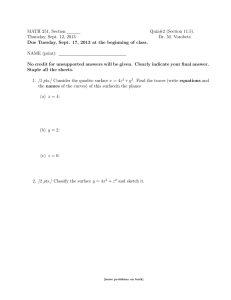 MATH 251, Section Quiz#2 (Section 11.5). Thursday, Sept. 12, 2013 Dr. M. Vorobets