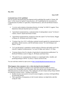 Here are research and professional development articles published this month... Journal of Applied Communications May 2016