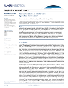 Geophysical Research Letters Resonant excitation of whistler waves