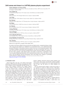 Drift waves and chaos in a LAPTAG plasma physics experiment Walter Gekelman