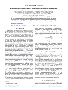 Excitation of shear Alfv´en waves by a spiraling ion beam... ipathi, ompernolle, lman,