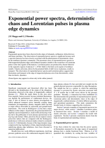 Exponential power spectra, deterministic chaos and Lorentzian pulses in plasma edge dynamics