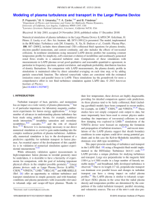 Modeling of plasma turbulence and transport in the Large Plasma... P. Popovich, M. V. Umansky, T. A. Carter,