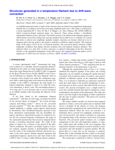 Structures generated in a temperature filament due to drift-wave convection