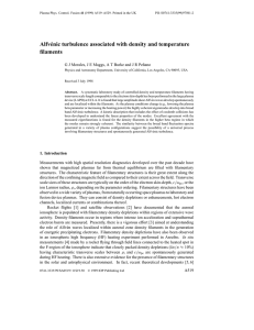 Alfv´enic turbulence associated with density and temperature filaments