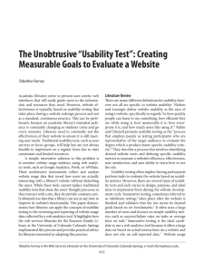 The Unobtrusive “Usability Test”: Creating Measurable Goals to Evaluate a Website