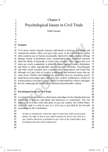Psychological Issues in Civil Trials Chapter 8 Edith Greene