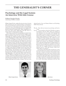 THE GENERALIST’S CORNER Psychology and the Legal System: William Douglas Woody