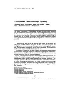 Undergraduate Education in Legal Psychology