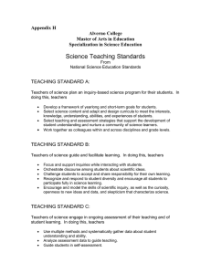 Science Teaching Standards Appendix H Alverno College Master of Arts in Education