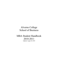 Alverno College School of Business MBA Student Handbook