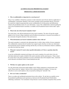 ALVERNO COLLEGE PRESIDENTIAL SEARCH FREQUENTLY ASKED QUESTIONS