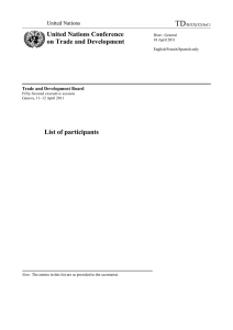 TD United Nations Conference on Trade and Development United Nations