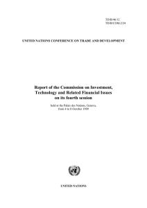 Report of the Commission on Investment, Technology and Related Financial Issues