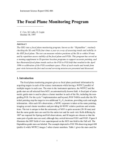 The Focal Plane Monitoring Program