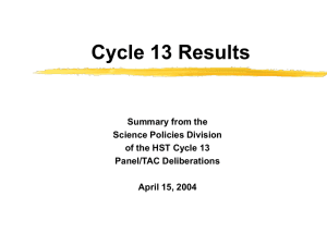 Cycle 13 Results Summary from the Science Policies Division