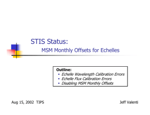 STIS Status: MSM Monthly Offsets for Echelles Echelle Wavelength Calibration Errors