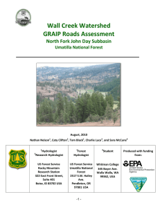 Wall Creek Watershed GRAIP Roads Assessment North Fork John Day Subbasin