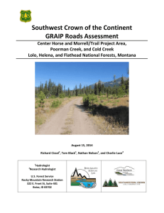 Southwest Crown of the Continent GRAIP Roads Assessment