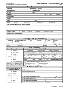 Lake Sampling - Site Documentation Form 1 USDA Forest Service
