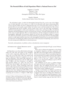 The Potential Effects of Acid Deposition: What’s a National Forest... Stephanie J. Connolly Thomas C. Cain Jeremy S. Vestal