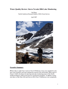 Water Quality Review: Sierra Nevada 2006 Lake Monitoring  Executive Summary F